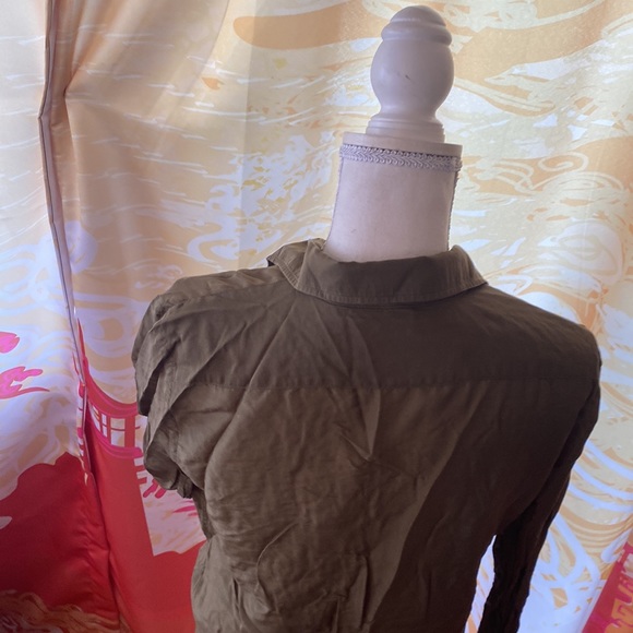 RALPH LAUREN LONG SLEEVE BUTTON UP TIE WAIST SZ L SILK SHIRT - Picture 3 of 4